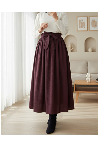 Modamorfo Pleated Belted Parachute Skirt - Cherry