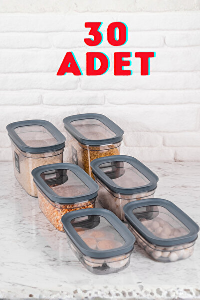 SUPERPUP 30-Pack Storage Container Seal Lid Ant. Set with Spoon Gift (650ml + 1000ml + 15500ml + 2100Ml+3100Ml)X6