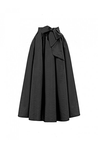 Modamorfo Pleated Belted Parachute Skirt -Black