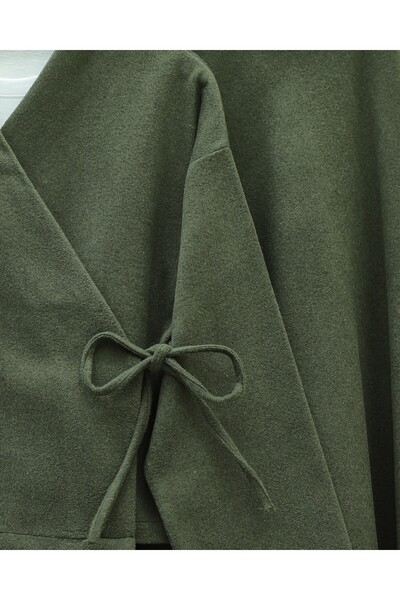 Modamorfo Front tie skirted stamp kimono set - khaki