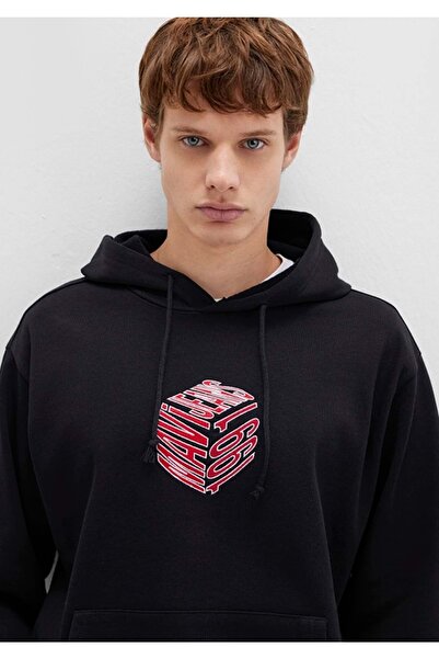 Mavi 0S10397 με τύπωμα Ανδρικό φούτερ με κουκούλα ΜΑΥΡΟ