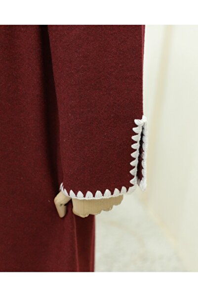 Modamorfo Пастуший шов, пояс на талії, кашеміровий пальто - бордовий