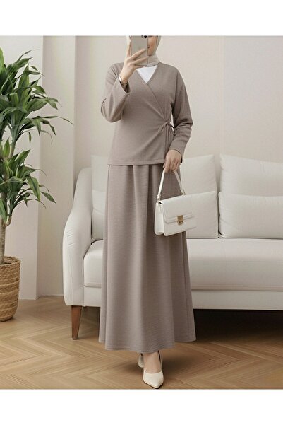 Modamorfo Lace-Up Front Wool Effect Winter Suit - Earth