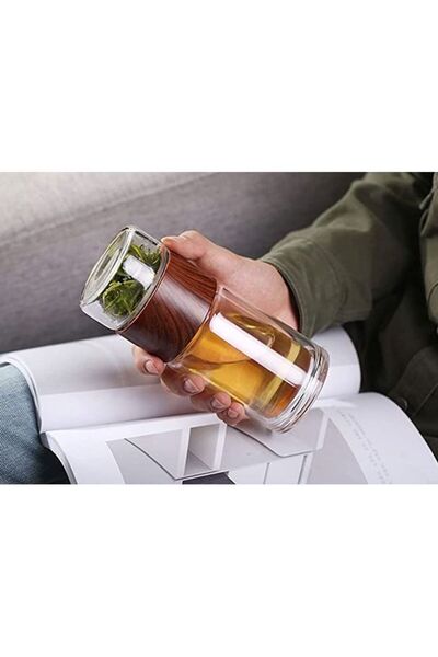 fulina Glass Tea Infuser - Travel Mug with Strainer Tea Tumbler Bottle Leak Proof for Loose Leaf, Tea Bags