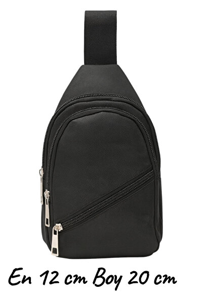 Sofia Women's Black Daily Small Crossbag 3 Zipper Strap Bag