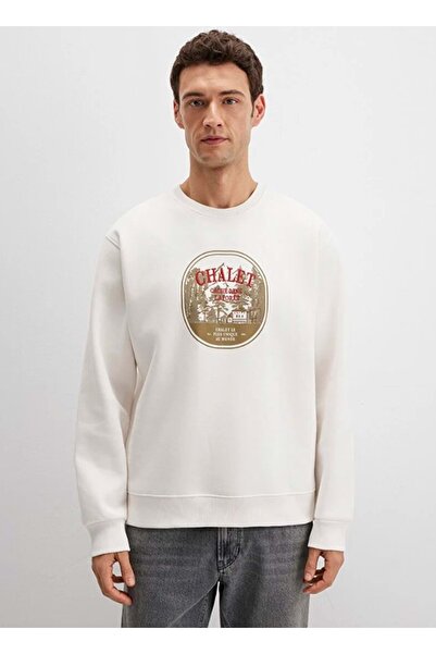 Mavi 0S10484-70057 Chalet Embroidered Crew Neck Sweatshirt White