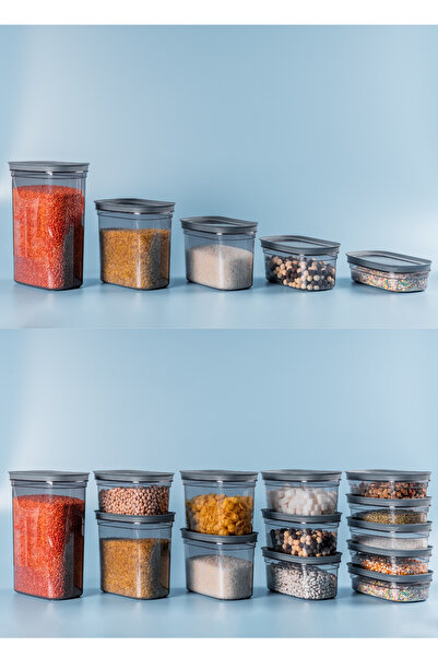 SUPERPUP 30-Pack Storage Container Seal Lid Ant. Set with Spoon Gift (650ml + 1000ml + 15500ml + 2100Ml+3100Ml)X6