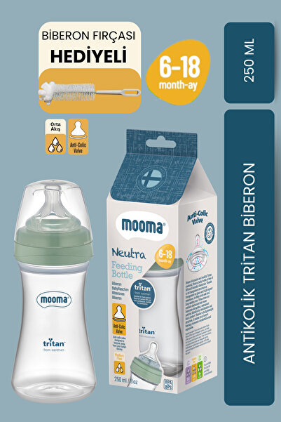 MOOMA Neutra Antikolik Tritan Biberon 250 ml 6-18 Ay (Orta Akış) - Çağla