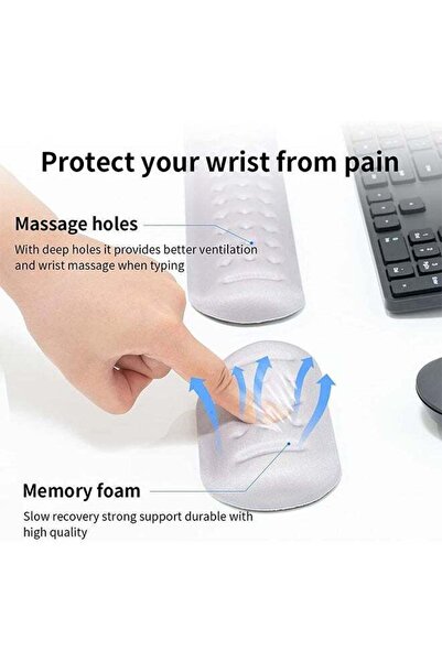 fulina Keyboard Wrist Rest Pad and Mouse Wrist Rest Pad, Soft Memory Foam Ergonomic Hand Wrist Support Grey