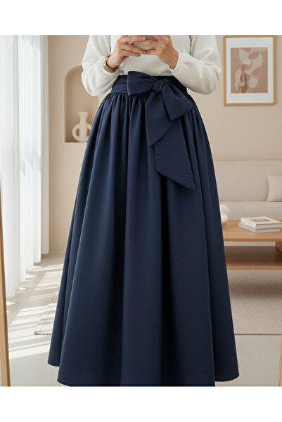 Modamorfo Pleated Belted Parachute Skirt - Navy