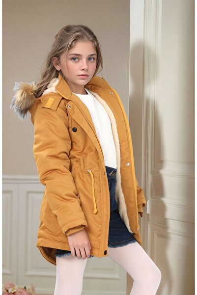 Your Consent Girl's Winter Thick Inner Fleece Long Parka Model Coat