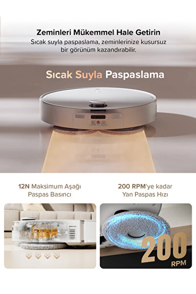 Roborock Qrevo CurvX Akıllı Robot Süpürge Beyaz 22.000 PA Emiş Gücü