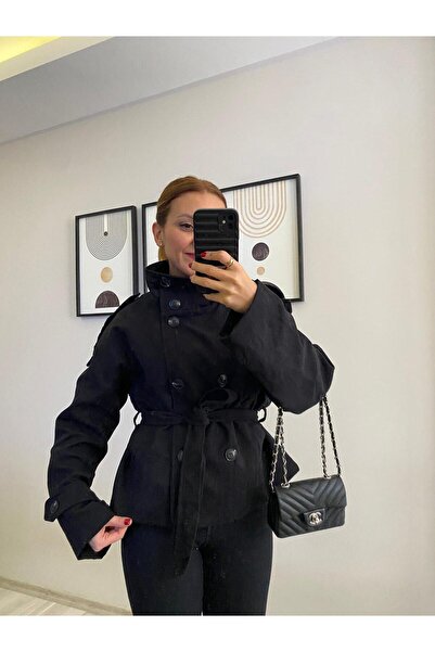 TB Butik Mock Neck and Jacket Collar Premium Suede Trench Coat Jacket