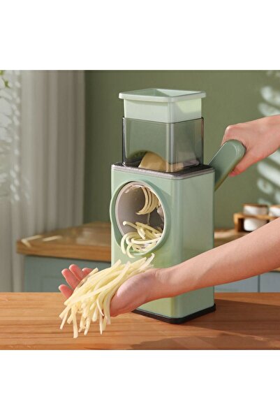 Generic 3-in-1 Hand-Cranked Drum Vegetable Slicer (Green)