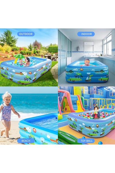 Generic Leon Home 150x100x56cm Three-layer Thickened Inflatable Swimming Pool - Cartoon Printed Baby Folding