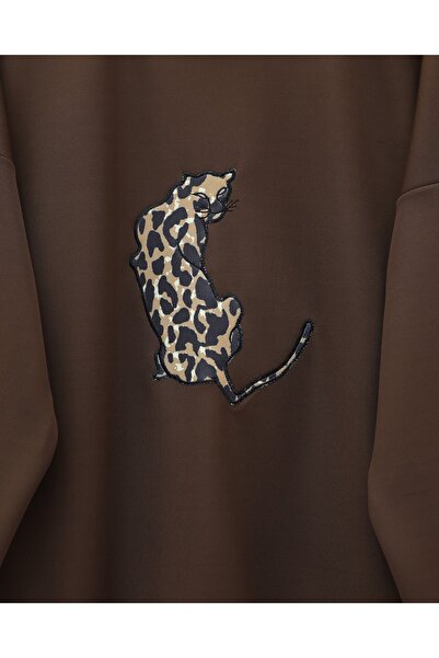 Modamorfo Scuba Suit with Leopard Figure and Patterned Trousers - Brown
