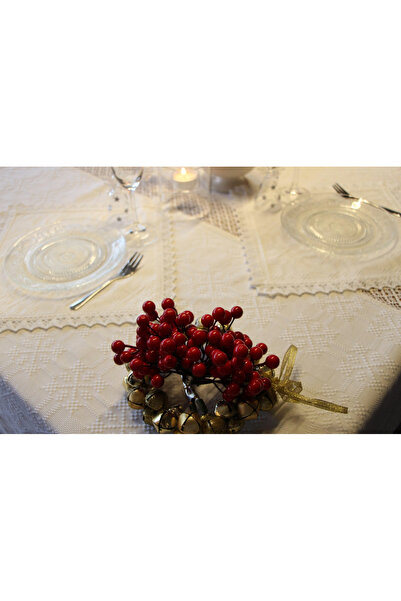 Nicoratex Rectangular white tablecloth 180cm x 130cm with lace and set of 6 white napkins 30cm x 30cm