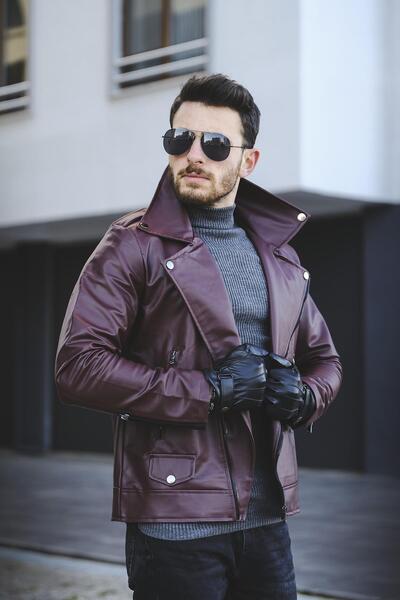 Oksit Tuci Aldrin Slim Fit Leather Jacket