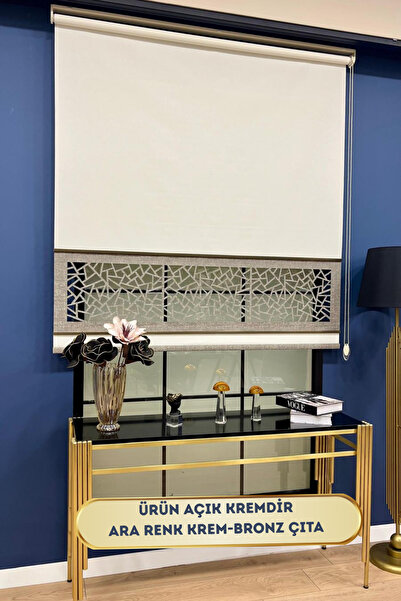 VOLPER MEKANİK Volper Lzr130 Yeni Çift Renk Lazer Kesim Stor Perde Krem Renk ...