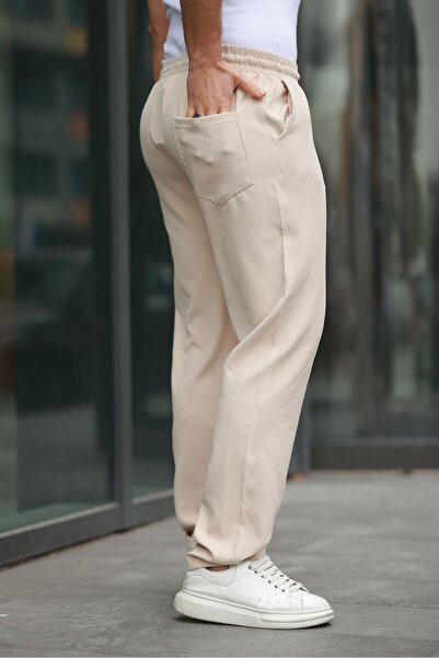 comstar Men's Trendy Elastic Waist Wide Leg Baggy Trousers