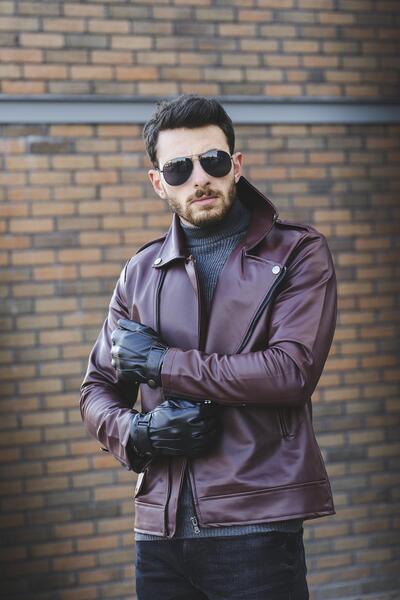 Oksit Tuci Aldrin Slim Fit Leather Jacket