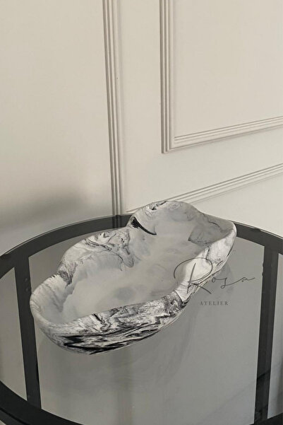 Rosa Atelier طبق ديكور من الرخام غير المنتظم، وعاء طويل، منظم