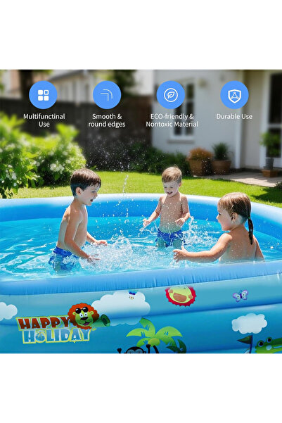 Generic Leon Home 150x100x56cm Three-layer Thickened Inflatable Swimming Pool - Cartoon Printed Baby Folding
