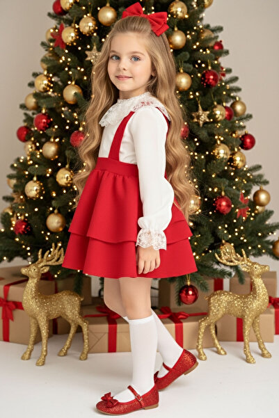 Parla Kids Girl Red Helen Dress Gilet Lace Blouse 23 April 29 October Show Outfit Long Sleeve