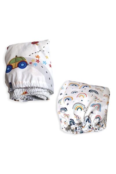 Bebek Özel Cotton Children's Fitted Sheet 90x190 2 Pieces Traffic And Rainbow