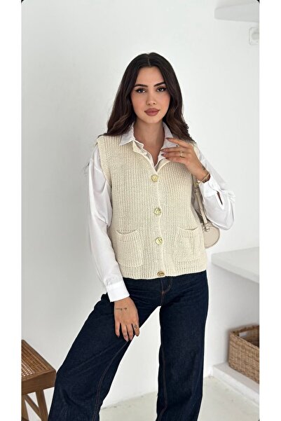 RECEP AYDIN Gold Buttoned Knitwear Vest