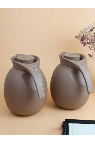 Raz Home Set of 2 High Quality Vaccum Flask for Coffee Tea Water 1000ml Brown