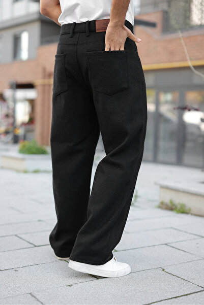 comstar Men's High Waist Wide Leg Casual Black Baggy Pants