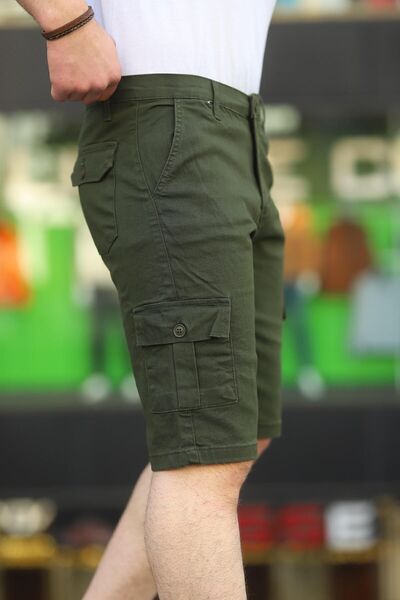 comstar Men's Cargo Side Pocket Gabardine Flexible Fabric Slim Fit Capri