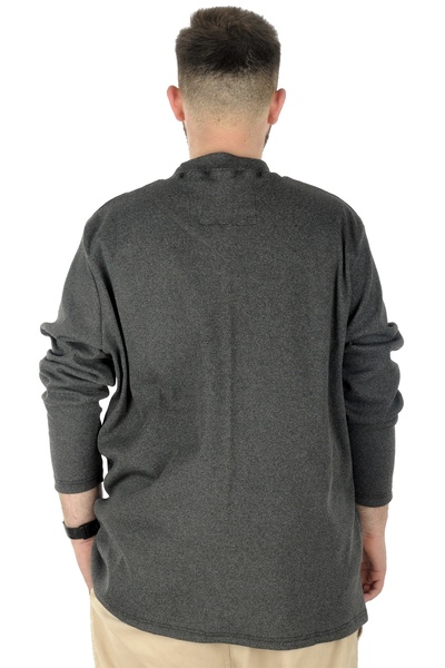 ModeXL Mode Xl Large Size Long Sleeve Half Fisherman Sweater 22558 Anthracite