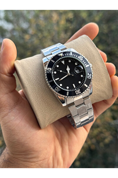 Tulpar Limited Edition Silver Steel Band Black Dial Calendar Men's Wristwatch