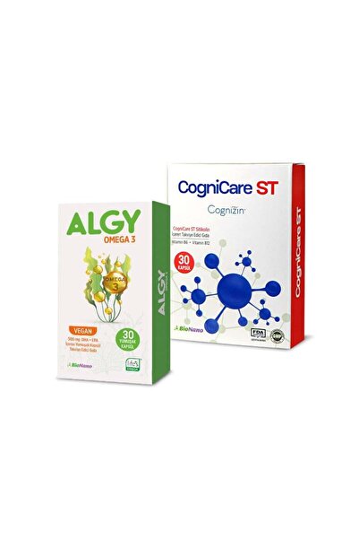 ALGY Omega 3 (Yüksek DHA) & CogniCare ST (Tek Kapsülde 250 mg Cognizin Sitiko...