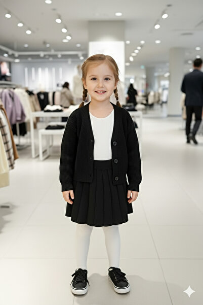 Nimini Kids تنورة تريكو أساسية مطوية للفتيات لمرحلة ما قبل المدرسة ومرحلة المدرسة الابتدائية (2-8 سنوات)