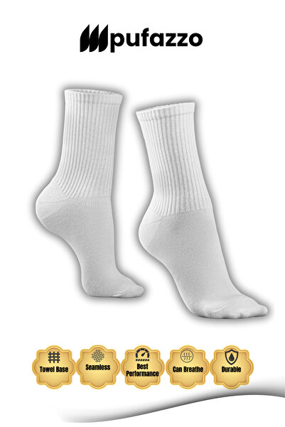 PUFAZZO Unisex Tennis Sports Socks Set of 5 - Natural Cotton, Seamless, Towel Sole, Tennis, College Socket Socks