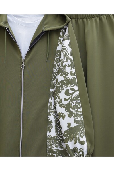 Modamorfo Zippered hooded patterned scuba suit - khaki