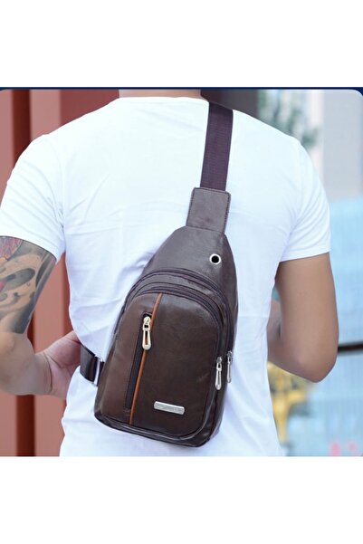 Zen Store KHAKI Crossbody Sling Bag with Earphone Hole for Men & Women - Chest Daypack for Hiking Camping