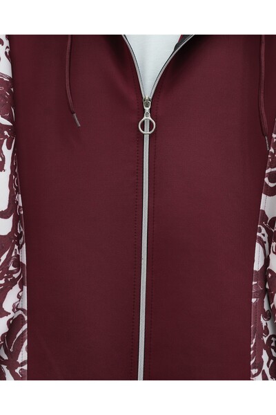 Modamorfo Zippered hooded patterned scuba suit - burgundy