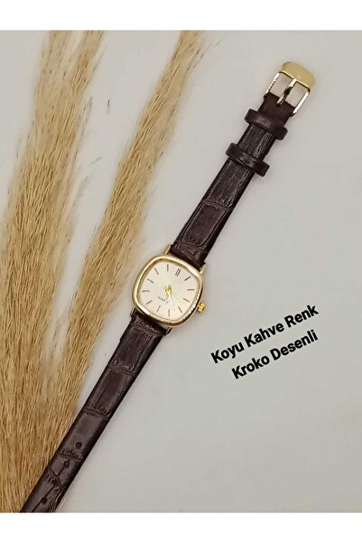 Lasahin Shop New Retro Model Dark Brown Croco Patterned Cord Minimal Stylish ...