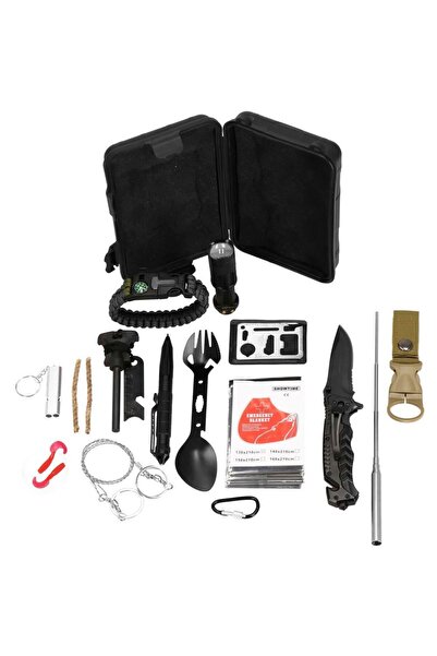 Springos Trusă de supraviețuire turistică, multifuncțională cu geantă, set de 21 de piese, 20x11x5 cm,