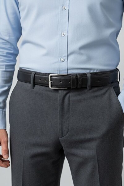 Gesa 100% Genuine Leather Men's Classic Suit Belt 3.5 cm Black