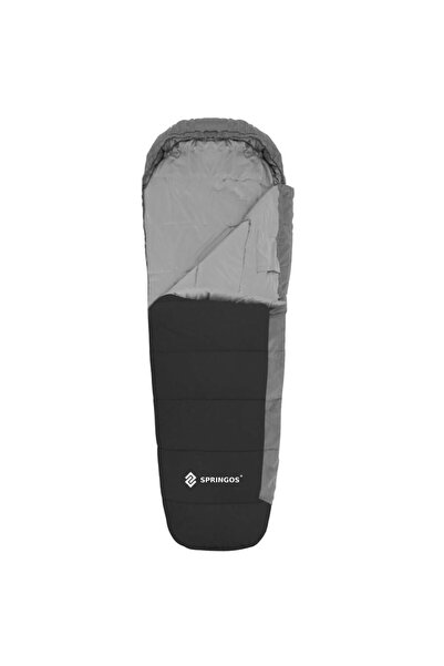 Springos Tourist sleeping bag, black and grey, 220 x 50/80 cm,