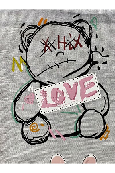 Gönülden Tasarım Design care se lipsește cu fierul de călcat Ursul de imprimare Personaj de desene animate Tricou imprimat Applique Cresta 23x19