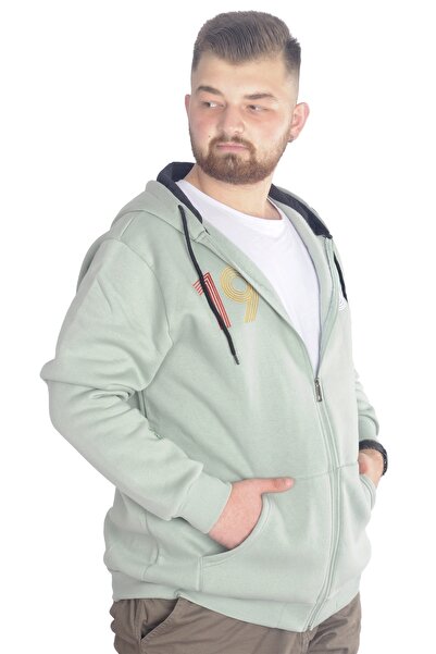 ModeXL Mode Xl Ανδρικό φούτερ με κουκούλα με φερμουάρ Vintage 22537 Water Green