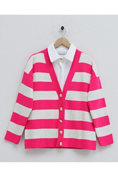 Modamorfo Товстосмугастий трикотажний кардиган - Фуша