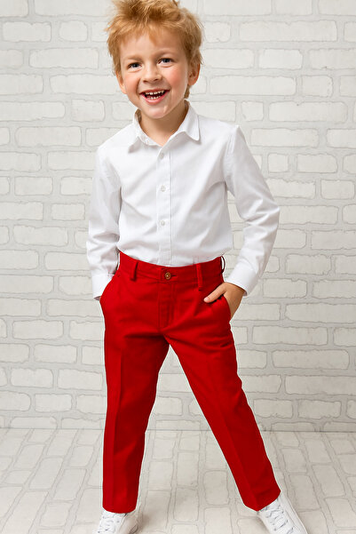 HAYTA Παιδικό Παντελόνι Λινό 5 ετών-10 ετών Κόκκινο