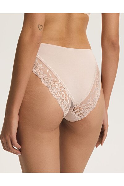 ESOTIQ Set de 2 chiloți brazilieni din bumbac cu dantelă florală pentru femei, cu talie înaltă | Patri